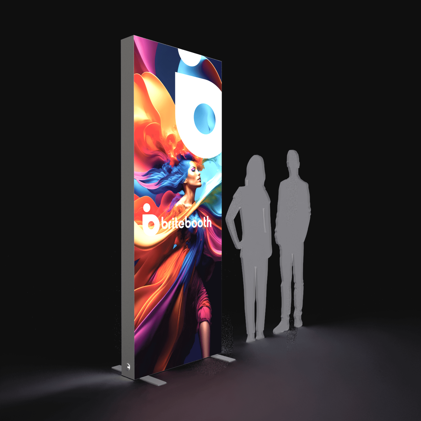 3' x 8' Blaze Light Box freestanding illuminated display with vibrant SEG push-fit graphics and aluminum frame for retail and office spaces